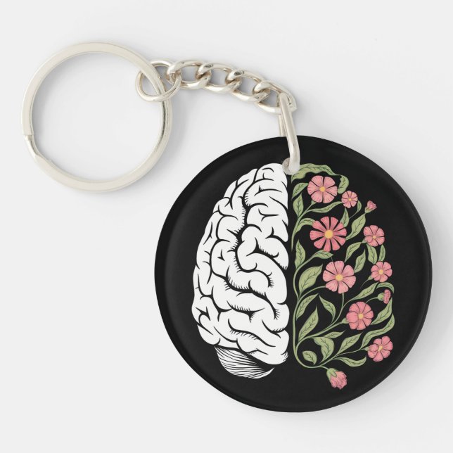 Porte-clefs L'esprit en fleurs : l'équilibre logique et nature (Devant)