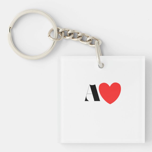 Porte-clefs Letter A Heart - Valentine Initial Love Design (Devant)