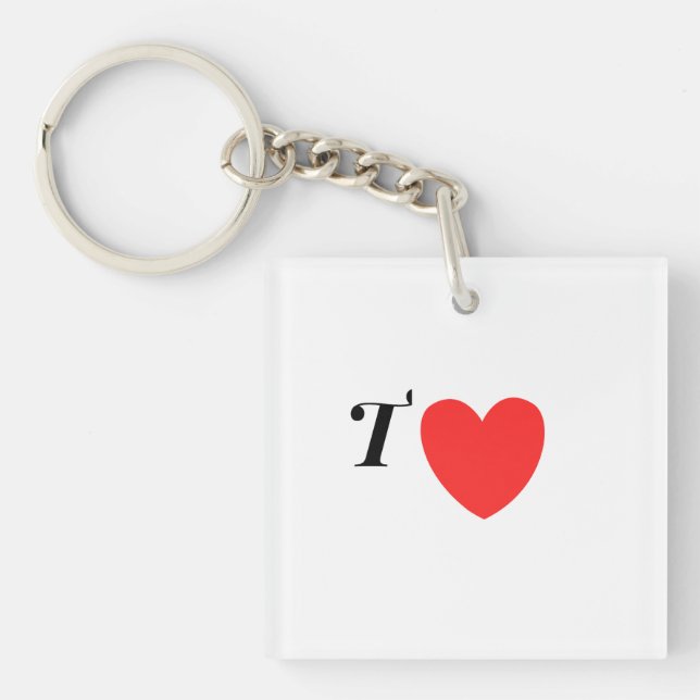 Porte-clefs Letter T Heart - Valentine Initial Love Design (Devant)