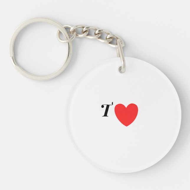 Porte-clefs Letter T Heart - Valentine Initial Love Design (Devant)
