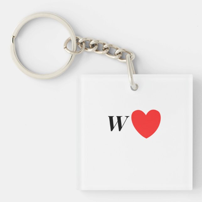 Porte-clefs Letter W Heart - Valentine Initial Love Design (Devant)
