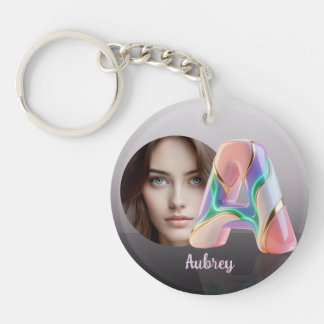 Porte-clefs Lettre 3D sculpturale néon pastel A photo personne