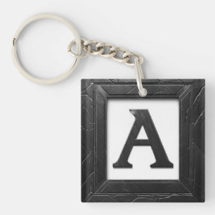 Porte-clefs 🖤 Lettre A initiale en marbre noir 🖤