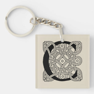 Porte-clefs Lettre C Vintage Monogramme de noeud celtique