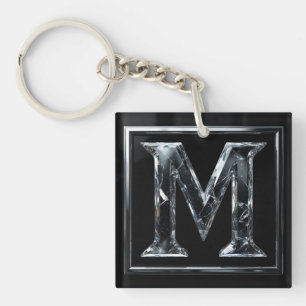 Porte-clefs ❄️ Lettre Cristal M Cadeau Initial Pour Lui 🔑