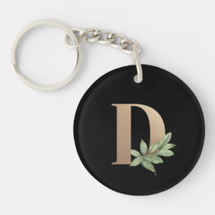 Porte-clefs LETTRE D OR MONOGRAPHIQUE BOtanique Élégante