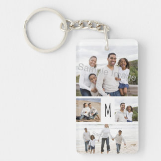 Porte-clefs Lettre de collage photo de famille personnalisée M