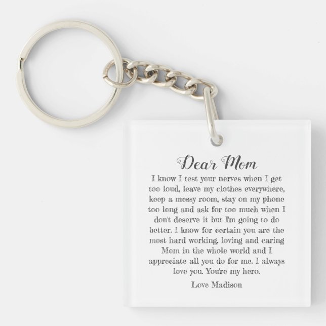 Porte-clefs Lettre de typographie de maman personnalisée (Devant)