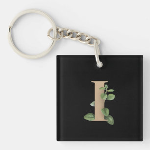 Porte-clefs LETTRE D'OR MONOGRAPHIQUE BOtanique Élégante I