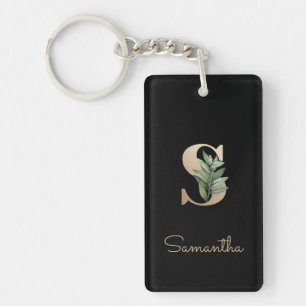 Porte-clefs LETTRE D'OR MONOGRAPHIQUE BOtanique Élégante S