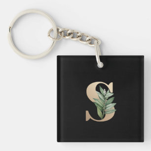 Porte-clefs LETTRE D'OR MONOGRAPHIQUE BOtanique Élégante S