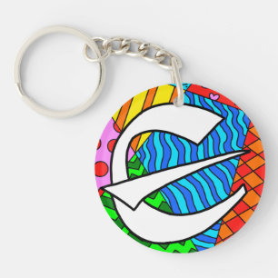 Porte-clefs Lettre E Doodles colorés