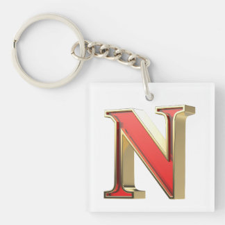 Porte-clefs Lettre en verre rouge N