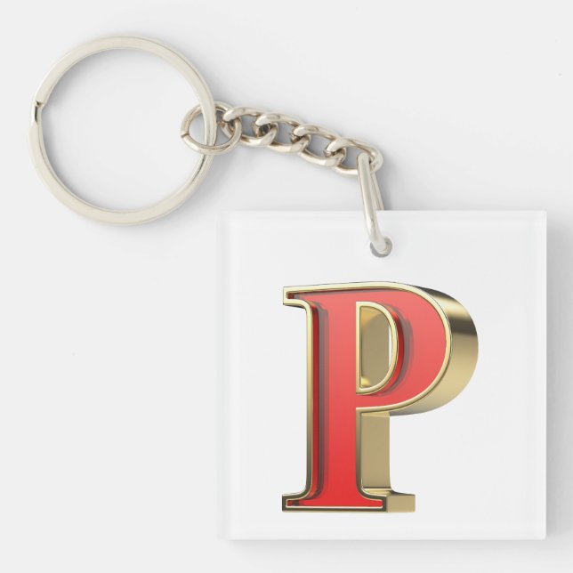 Porte-clefs Lettre en verre rouge P (Devant)