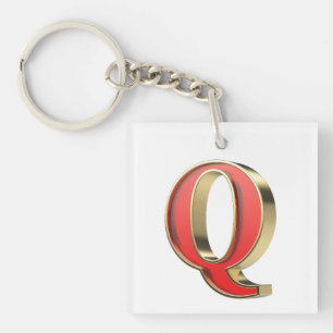 Porte-clefs Lettre en verre rouge Q