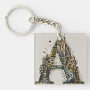 Porte-clefs Lettre Fantastique A avec des Châteaux dans le Liv