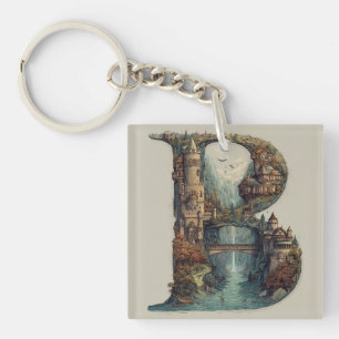 Porte-clefs Lettre Fantastique B avec des Châteaux dans le Cie