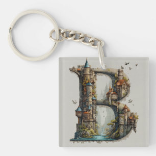 Porte-clefs Lettre Fantastique B avec des Châteaux dans le Cie