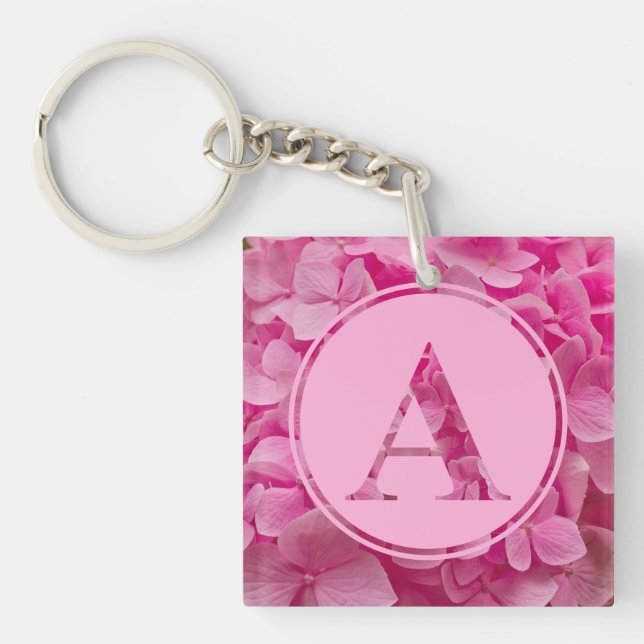 Porte-clefs LETTRE Florale rose A ET XO (Devant)