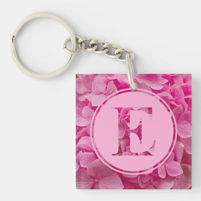 Porte-clefs LETTRE Florale rose "E" ET XO (Devant)
