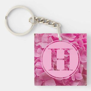 Porte-clefs LETTRE Florale rose "H" ET XO