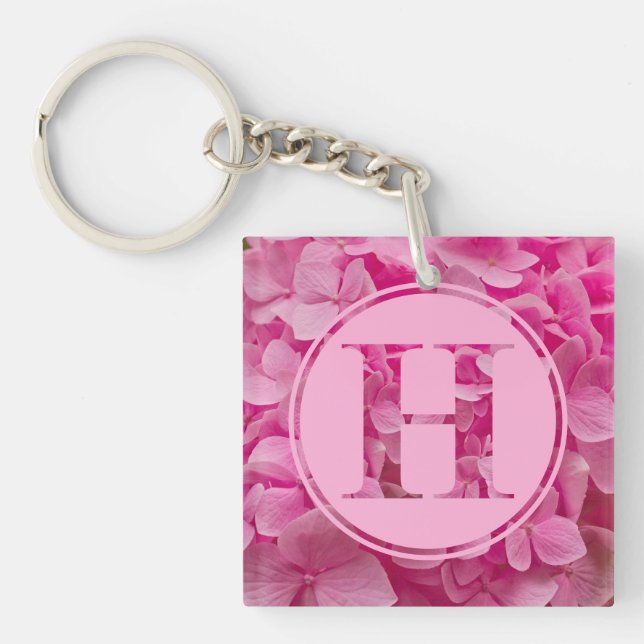 Porte-clefs LETTRE Florale rose "H" ET XO (Devant)