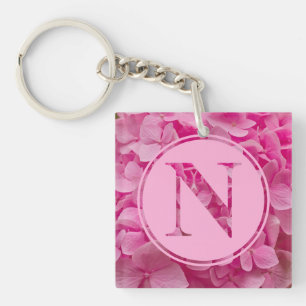 Porte-clefs LETTRE Florale rose "N" ET XO