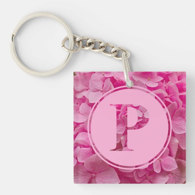 Porte-clefs LETTRE Florale rose "P" ET XO (Devant)