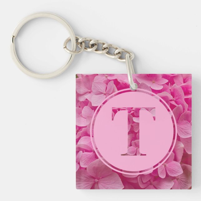 Porte-clefs LETTRE Florale rose "T" ET XO (Devant)