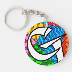 Porte-clefs Lettre G Doodles colorés