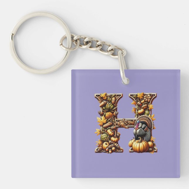 Porte-clefs Lettre H style cadeau de Thanksgiving  (Devant)