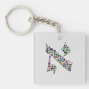 Porte-clefs LETTRE HÉBRAÏQUE ALEF Fabriqué avec des pierres pr