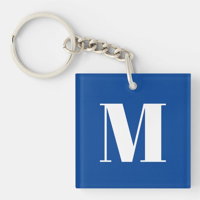 Porte-clefs LETTRE INITIALE Bleu Profond Monogramme Moderne De (Devant)