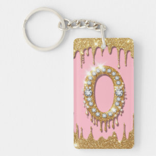 Porte-clefs Lettre initiale en or O diamant rose cadeau pour f