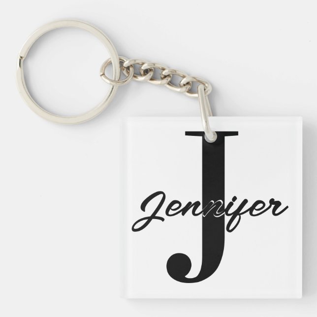 Porte-clefs Lettre initiale et nom personnalisé (Devant)