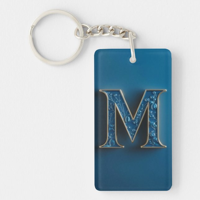 Porte-clefs Lettre initiale M bleu Monogramme (Devant)