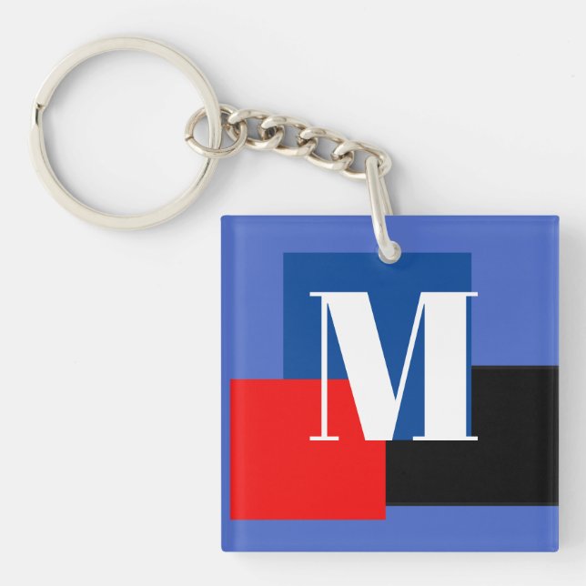 Porte-clefs Lettre Initiale Monogramme Moderne Design (Devant)