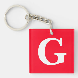 Porte-clefs Lettre initiale Monogramme Rouge Blanc Plaine Simp