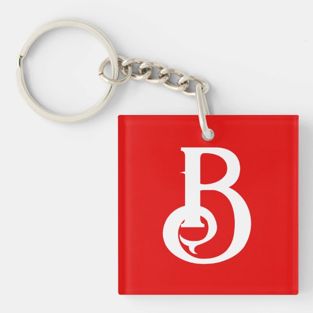 Porte-clefs LETTRE INITIALE MONOMOBILE ROUGE BLANC Classique (Devant)