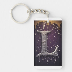 Porte-clefs Lettre L en Rhinestone de Luxe avec Diamants et Pe