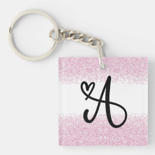 Porte-clefs Lettre monographie A avec parties scintillant rose