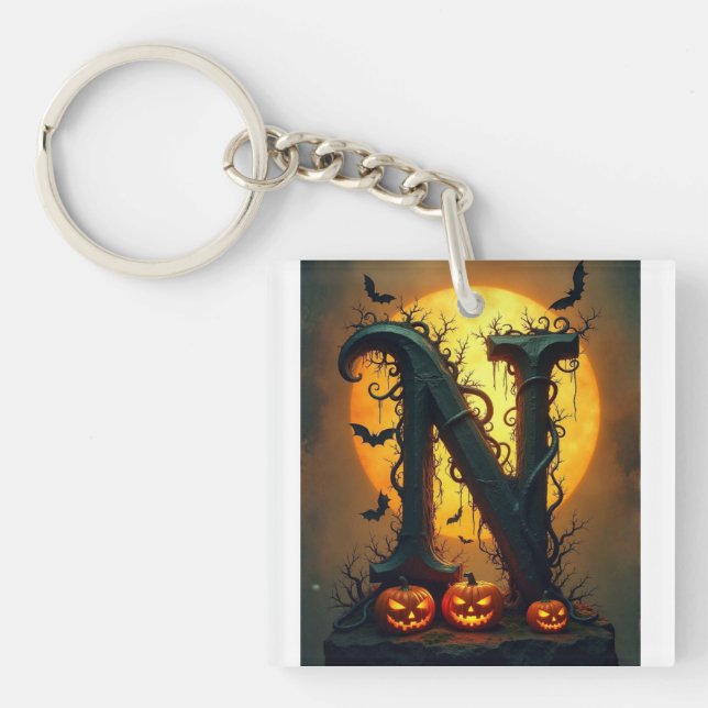 Porte-clefs Lettre N Halloween Simple Larme (Devant)