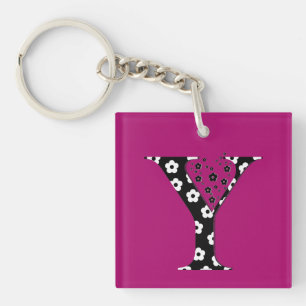Porte-clefs Lettre Y à motif floral