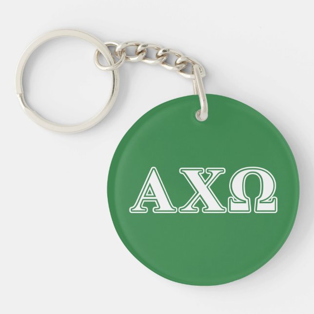 Porte-clefs Lettres blanches et vertes d'Alphi Chi Omega (Devant)