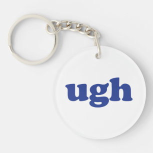 Porte-clefs Lettres bleues "Ugh" acrylique blanche