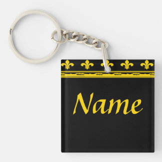 Porte-clefs Lettres et numéros Fleur De Lis Noir & Or