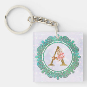 Porte-clefs Lettres Initiales Monogramme Élégantes avec Mandal