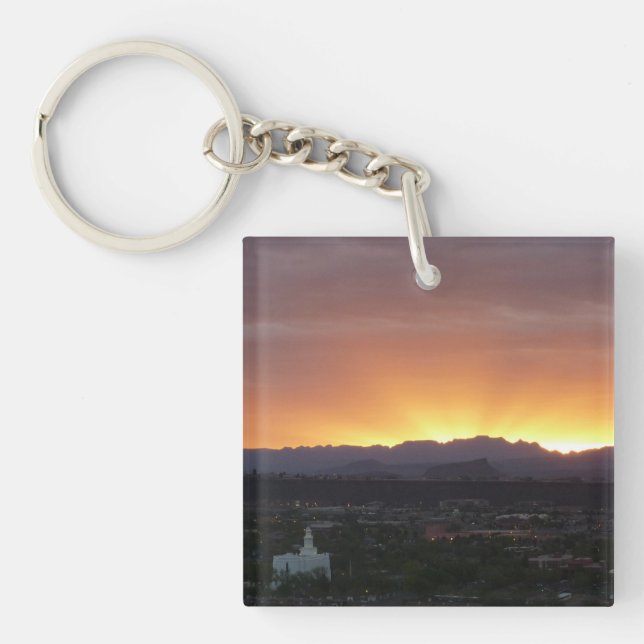 Porte-clefs Lever de soleil sur le paysage de St. George Utah (Devant)