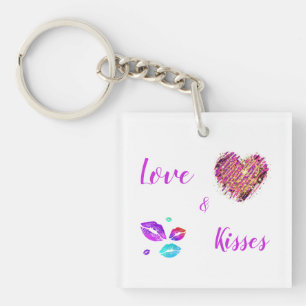 Porte-clefs Lèvres Colorées Avec Amour & Baisers