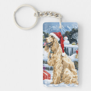 Porte-clefs Lévrier Afghan Hiver Merveilleux Noël Joie